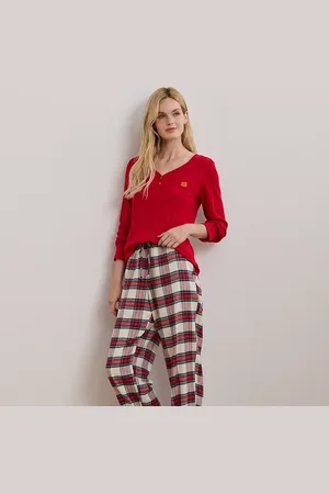 Ralph Lauren Plaid Cotton-Blend Henley Pyjama Set
