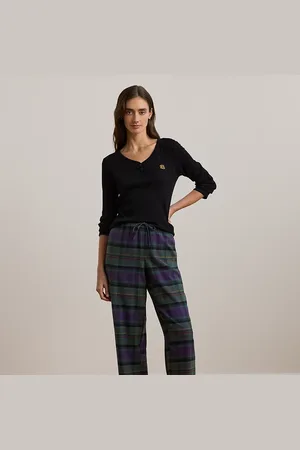 Ralph Lauren Plaid Cotton-Blend Henley Pyjama Set