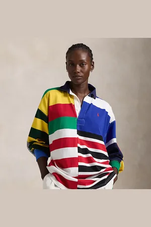 Ralph Lauren Patchwork-Stripe Jersey Rugby Shirt