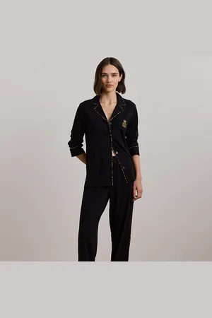 Ralph Lauren Leopard-Print-Trim Jersey Sleep Set