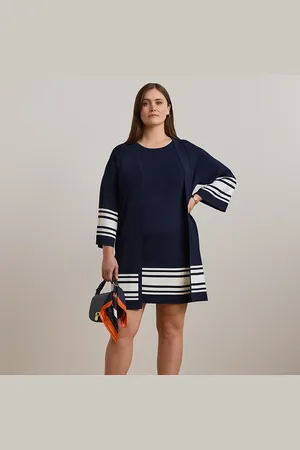 Ralph Lauren Curve - Two-Tone Cap-Sleeve Shift Jumper Dress