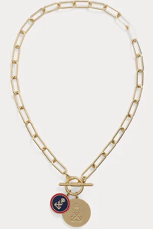 Ralph Lauren Plated Anchor-Logo Charm Necklace
