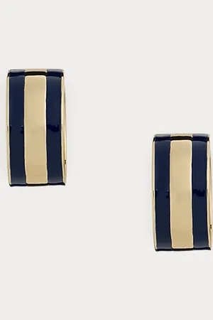 Ralph Lauren Plated-Brass & Enamel Hoop Earrings