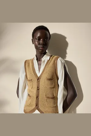 Ralph Lauren Linen-Silk Tweed Knitted Waistcoat