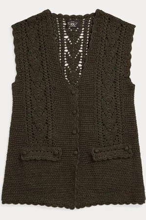 Ralph Lauren Crochet-Panelled Knit Cotton Waistcoat