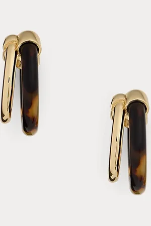 Ralph Lauren Plated Tortoiseshell Hoop Earrings