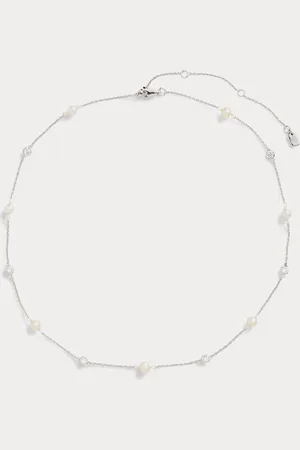 Ralph Lauren Sterling Silver Pav?? Pearl Necklace