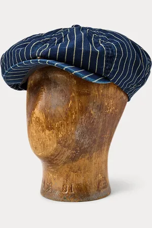 Ralph Lauren Indigo Dot-Stripe Twill Newsboy Cap