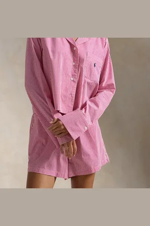 Ralph Lauren Crop Top & Boxer Striped Cotton PJ Set