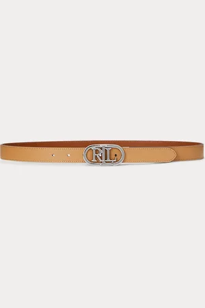 Ralph Lauren Oval-Logo Reversible Leather Skinny Belt