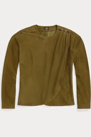 Ralph Lauren Draped Goat-Suede Blouse