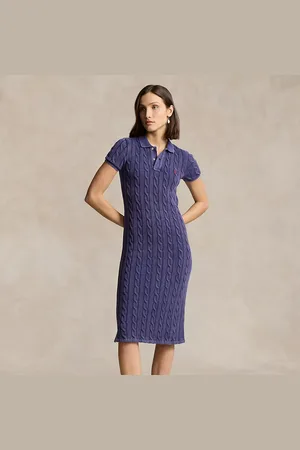 Ralph Lauren Cable-Knit Cotton Polo Midi Dress