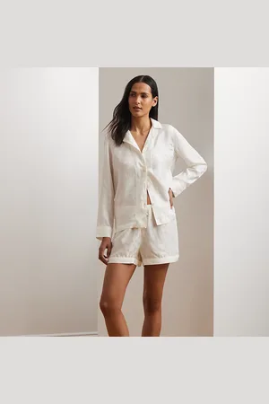 Ralph Lauren Logo Silk Satin Jacquard Boxer Sleep Set