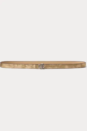 Ralph Lauren Logo Reversible Metallic Skinny Belt