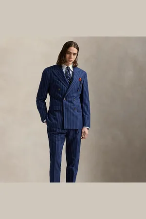 Ralph Lauren Pleated Rope-Stripe Suit Trouser