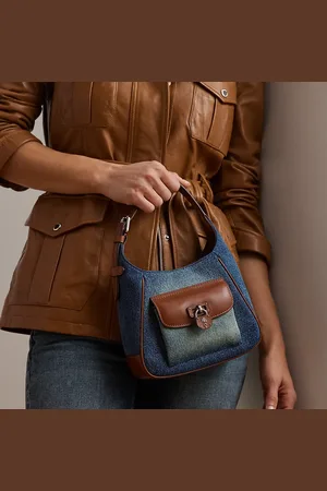 Ralph Lauren Washed Denim Small Tanner Shoulder Bag