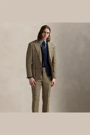 Ralph Lauren Glen Plaid Linen-Silk Suit Trouser