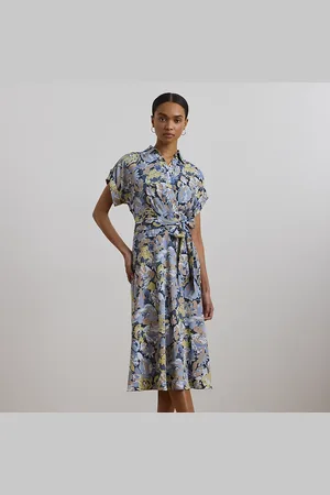 Ralph Lauren Floral Belted Crepe Dress