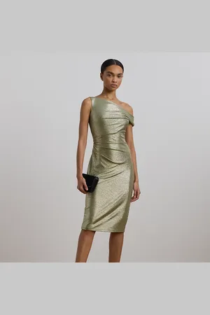 Ralph Lauren Metallic One-Shoulder Cocktail Dress