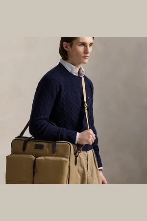 Ralph Lauren Leather-Trim Canvas Commuter Bag