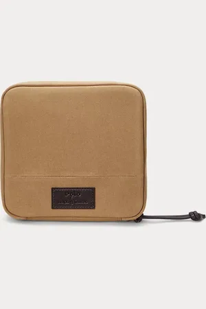 Ralph Lauren Leather-Trim Padded Canvas Pouch