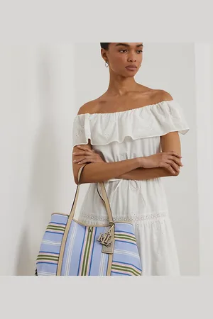 Ralph Lauren Striped Twill Large Emerie Tote