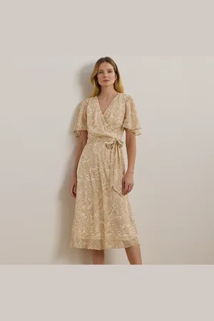 Ralph Lauren Floral Belted Crinkle Georgette Dress
