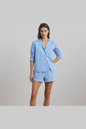 Ralph Lauren Logo Striped Sateen Boxer Sleep Set