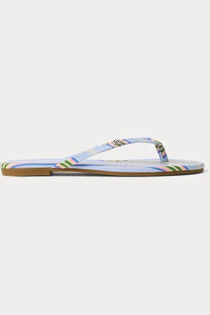 Ralph Lauren Raquel Striped Leather Flip-Flop
