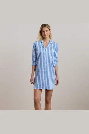 Ralph Lauren Logo Striped Sateen Sleep Shirt