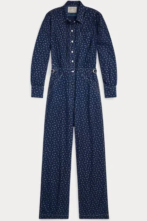 Ralph Lauren Indigo Print Cotton-Linen Coverall