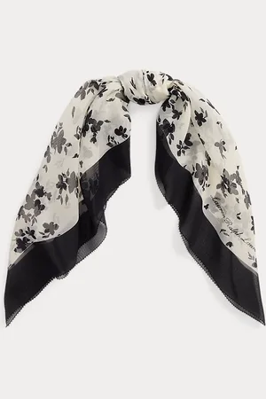 Ralph Lauren Two-Tone Floral Silk Square Scarf