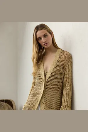 Ralph Lauren Silk-Suede Hybrid Cardigan
