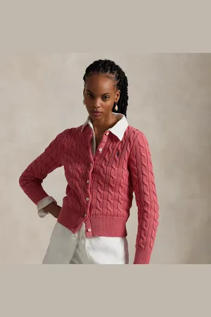 Ralph Lauren Cable-Knit Cotton Crewneck Cardigan