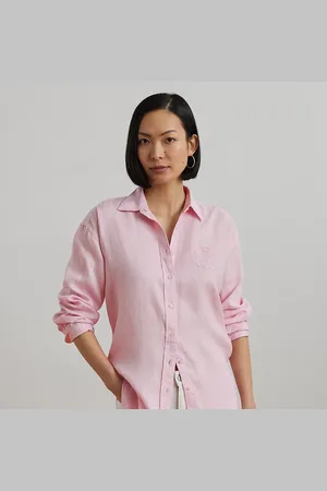 Ralph Lauren Oversize Floral-Logo Linen Shirt