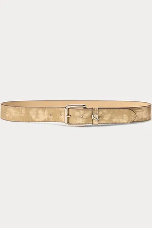 Ralph Lauren Logo-Keeper Metallic Leather Belt