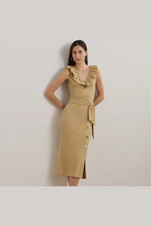 Ralph Lauren Button-Trim Rib-Knit Sleeveless Dress