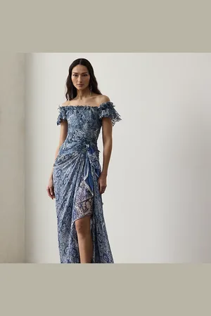 Ralph Lauren Ivanna Floral Gauze Evening Dress