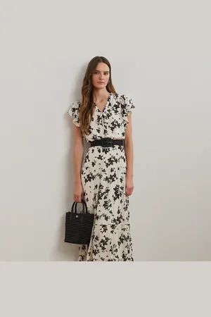 Ralph Lauren Floral Georgette Tie-Neck Maxidress