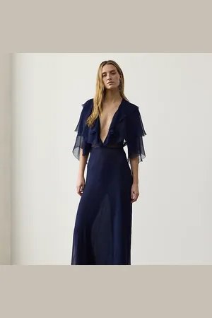 Ralph Lauren Irenne Washed Chiffon Evening Dress