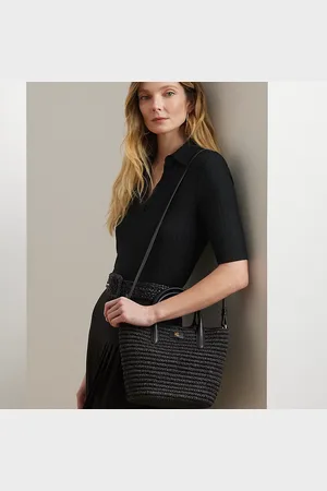 Ralph Lauren Woven Straw Medium Brie Tote Bag
