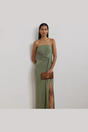 Ralph Lauren Pleated Jersey Strapless Gown