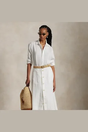 Ralph Lauren Buttoned Linen A-Line Skirt