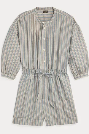 Ralph Lauren Striped Cotton-Linen Short Coverall