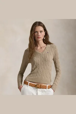 Ralph Lauren Cable-Knit Cotton V-Neck Jumper
