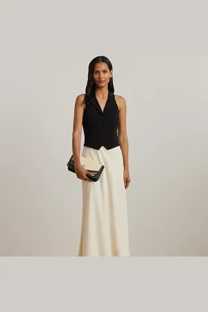 Ralph Lauren Two-Tone Crepe Sleeveless Gown