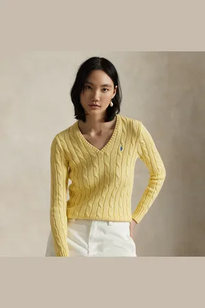 Ralph Lauren Cable-Knit Cotton V-Neck Jumper