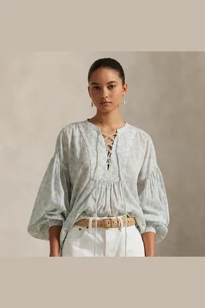 Ralph Lauren Floral Cotton Lace-Up Shirt
