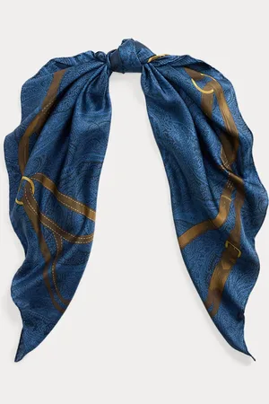 Ralph Lauren Belting-Print Paisley Silk Square Scarf