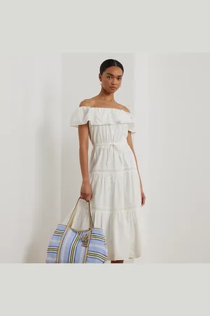 Ralph Lauren Cotton Off-the-Shoulder Tiered Dress